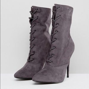 Public desire grey spectrum paper bag Laci up boot